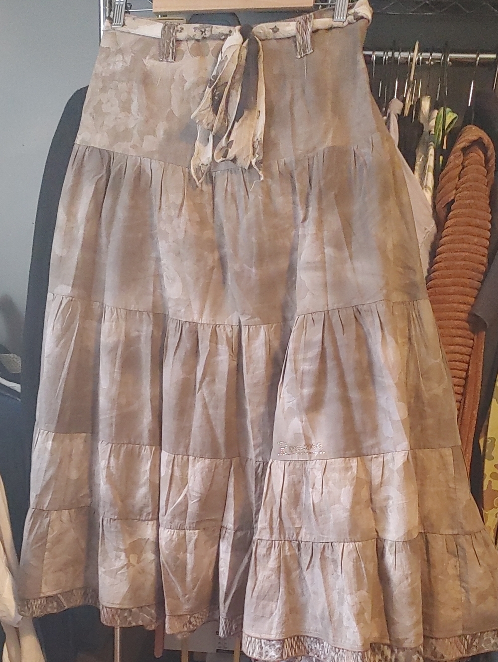 Women's Tiered Tie-Waist Maxi Skirt - Taupe